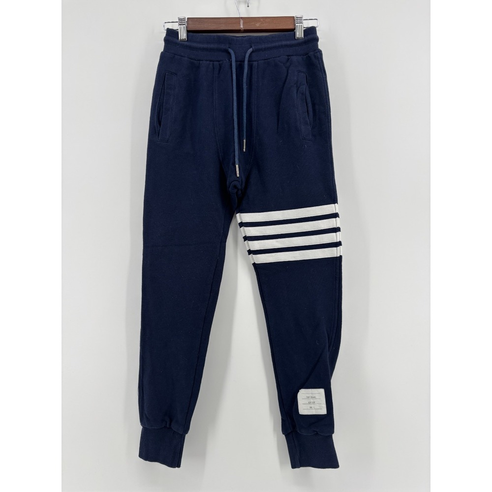 Thom Browne Loopback 4-Bar Sweatpants Womens Blue Tapered Leg Cotton Large